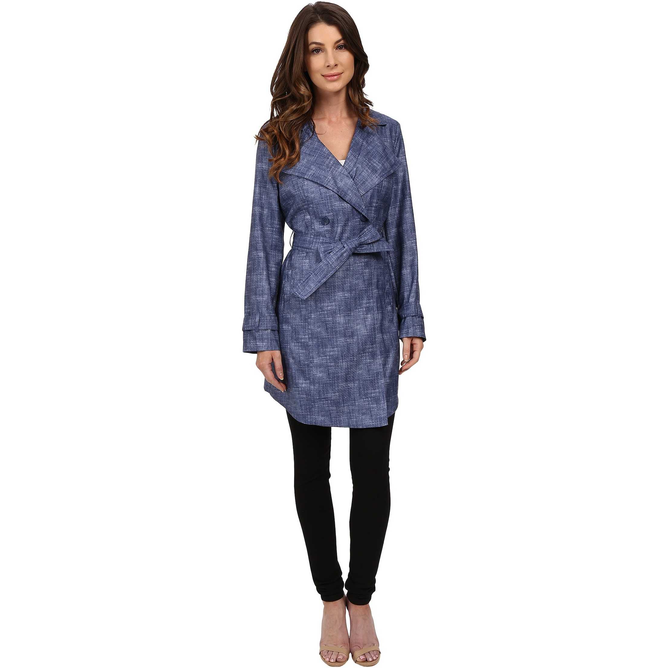 Kenneth Cole New York Printed Trench Coat Cadet Blue trench dama