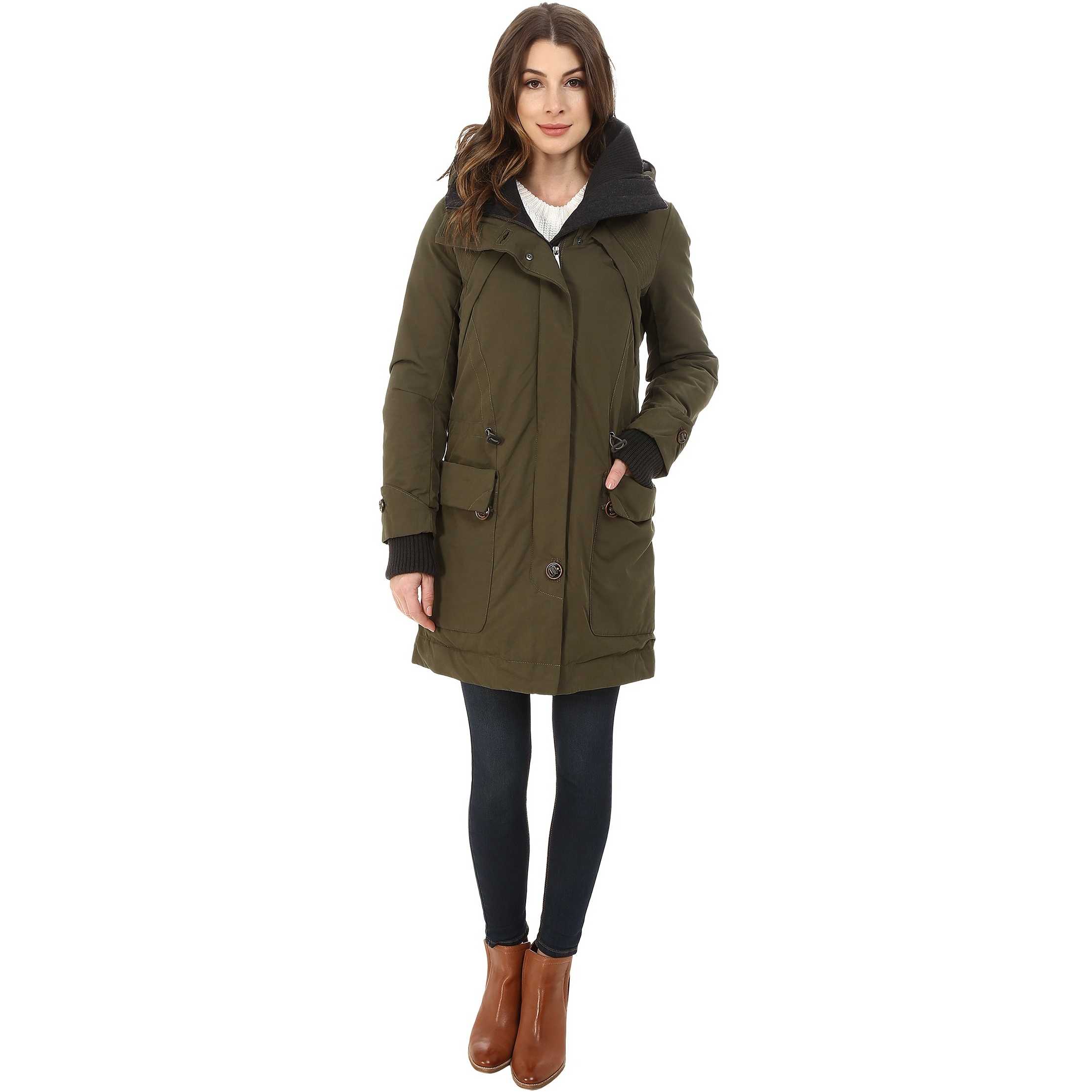 Rainforest Trench with Knit Detailing Olive trench dama