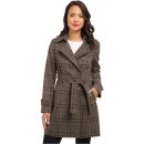 DKNY Double Breasted Menswear Plaid Trench Coat 93809-Y4 Brown Multi