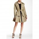 BCBGeneration Long Double Breasted Trench Coat GREEN TEA trench femei