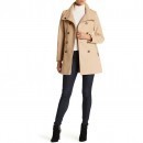 DKNY Double Breasted Stand Collar Wool Blend Trench Coat HONEY BEIG trench femei