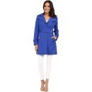 Calvin Klein Single Breasted Hooded Belted Trench w/ Printed Liner Royal Blue trench femei